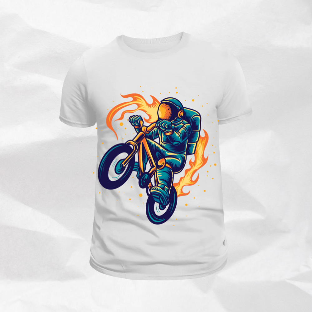 CLASSIC MOTORBIKE DESIGN PRINTED SHORT CREW NECK TSHIRT