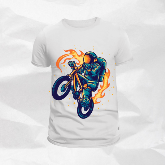 CLASSIC MOTORBIKE DESIGN PRINTED SHORT CREW NECK TSHIRT