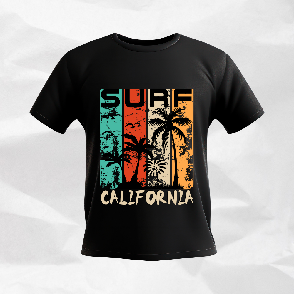 CLASSIC SURF DESIGN PRINTED SHORT T SHIRT