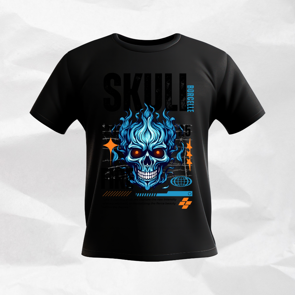 CLASSIC SKUL PRINTED CREW NECK SHORT T SHIRT