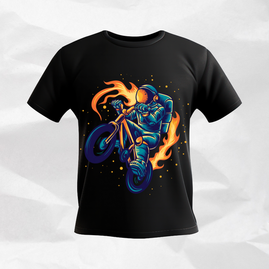 CLASSIC MOTORBIKE DESIGN PRINTED SHORT CREW NECK TSHIRT