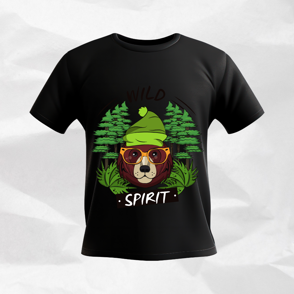 CLASSIC WILD SPIRIT DESGNED SHORT CREW NECK T SHIRT