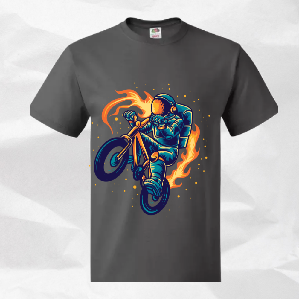 CLASSIC MOTORBIKE DESIGN PRINTED SHORT CREW NECK TSHIRT