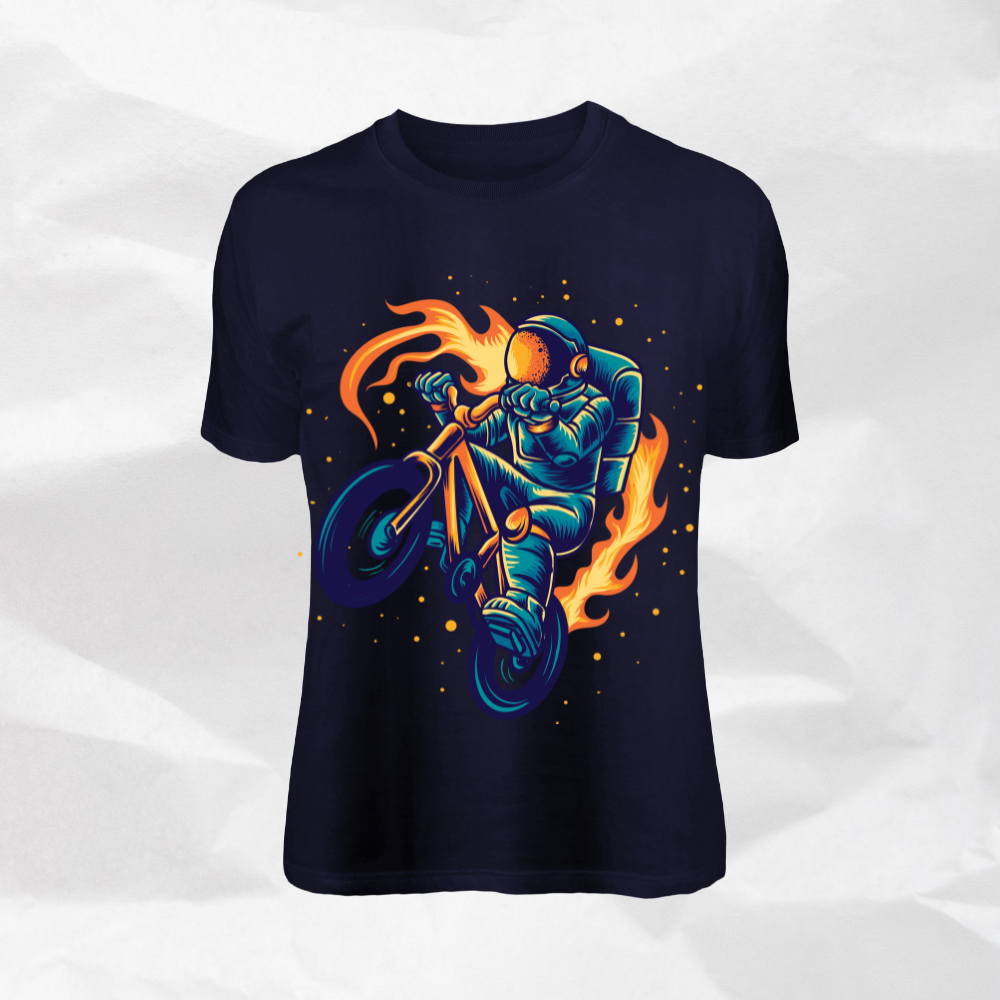 CLASSIC MOTORBIKE DESIGN PRINTED SHORT CREW NECK TSHIRT