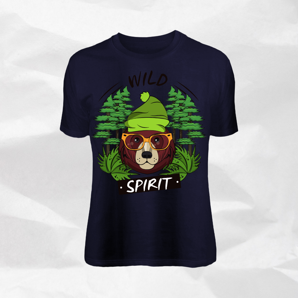 CLASSIC WILD SPIRIT DESGNED SHORT CREW NECK T SHIRT